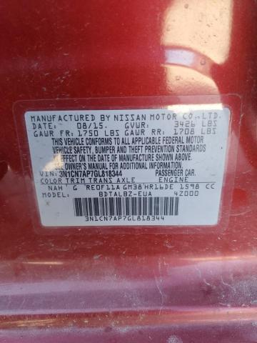 Photo 12 VIN: 3N1CN7AP7GL818344 - NISSAN VERSA 