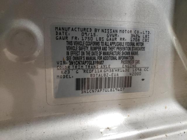 Photo 12 VIN: 3N1CN7AP7GL819607 - NISSAN VERSA S 