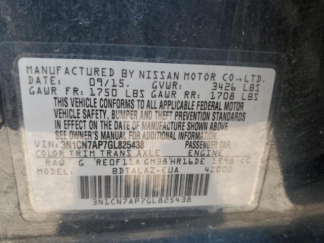 Photo 11 VIN: 3N1CN7AP7GL825438 - NISSAN VERSA 