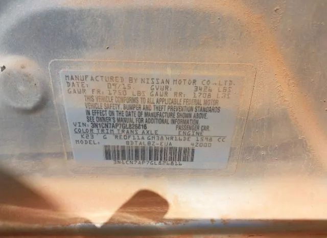 Photo 8 VIN: 3N1CN7AP7GL826816 - NISSAN VERSA 