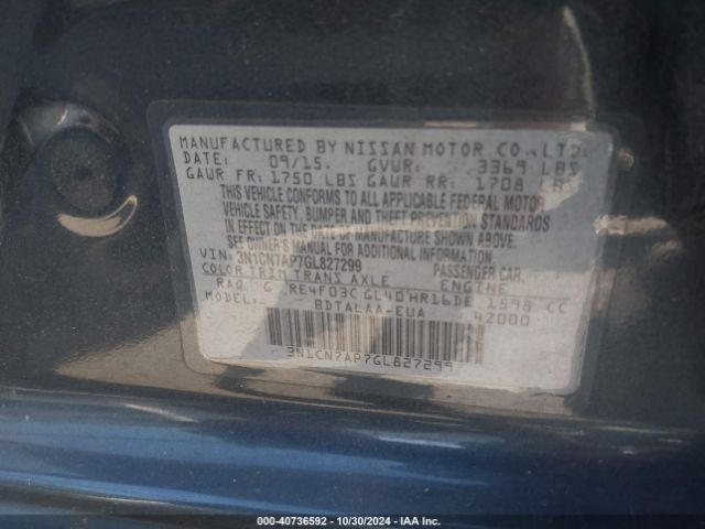 Photo 8 VIN: 3N1CN7AP7GL827299 - NISSAN VERSA 