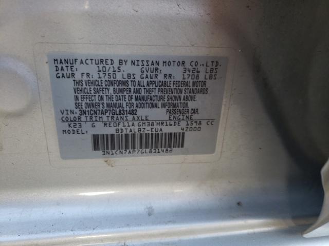 Photo 9 VIN: 3N1CN7AP7GL831482 - NISSAN VERSA S 