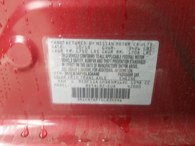 Photo 9 VIN: 3N1CN7AP7GL834446 - NISSAN VERSA S 