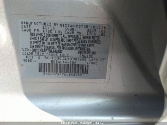 Photo 8 VIN: 3N1CN7AP7GL845382 - NISSAN VERSA 