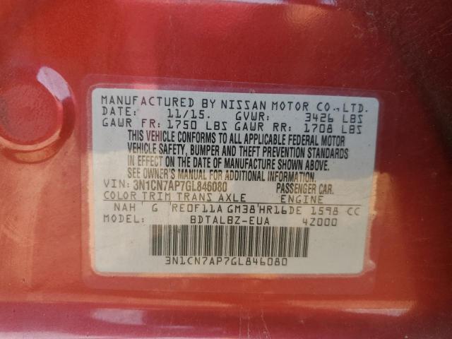 Photo 11 VIN: 3N1CN7AP7GL846080 - NISSAN VERSA 