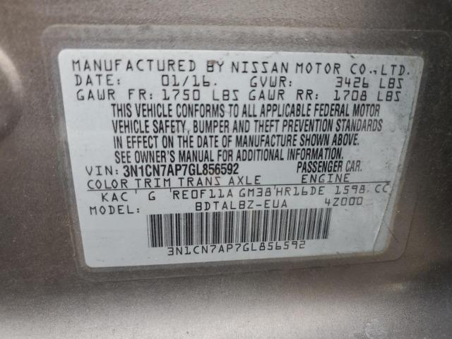 Photo 12 VIN: 3N1CN7AP7GL856592 - NISSAN VERSA S 