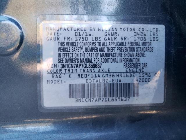 Photo 9 VIN: 3N1CN7AP7GL859637 - NISSAN VERSA S 