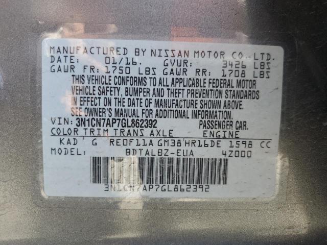 Photo 12 VIN: 3N1CN7AP7GL862392 - NISSAN VERSA S 