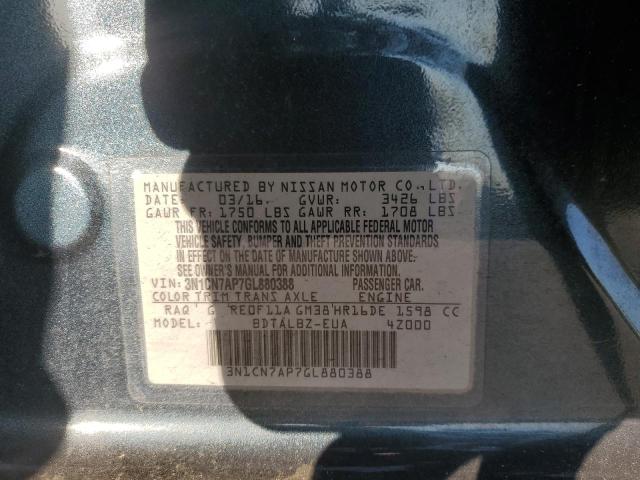 Photo 12 VIN: 3N1CN7AP7GL880388 - NISSAN VERSA S 