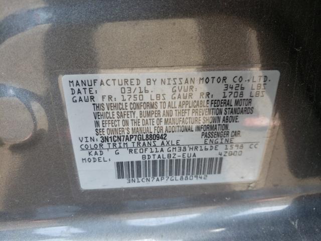 Photo 9 VIN: 3N1CN7AP7GL880942 - NISSAN VERSA S 