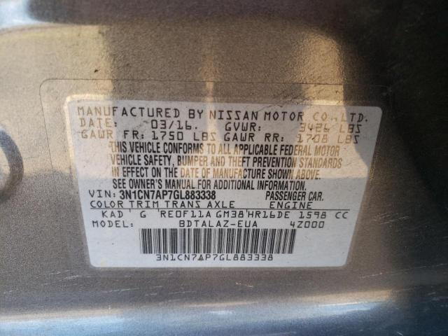 Photo 9 VIN: 3N1CN7AP7GL883338 - NISSAN VERSA S 