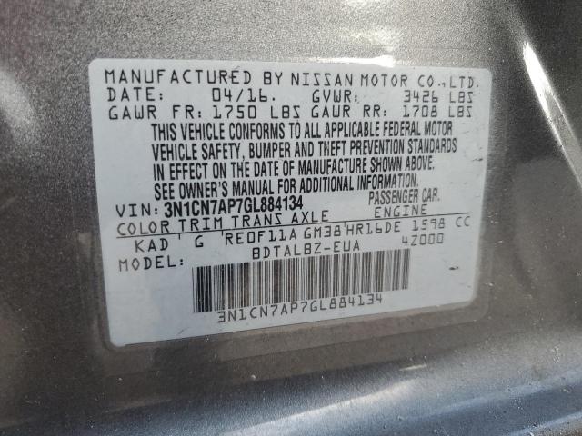 Photo 11 VIN: 3N1CN7AP7GL884134 - NISSAN VERSA S 