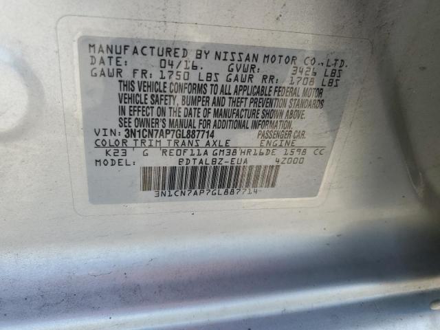 Photo 12 VIN: 3N1CN7AP7GL887714 - NISSAN VERSA 