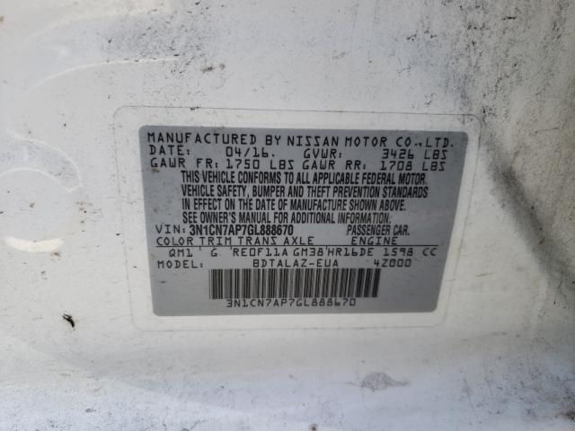 Photo 9 VIN: 3N1CN7AP7GL888670 - NISSAN VERSA S 