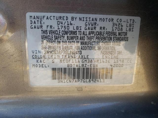 Photo 11 VIN: 3N1CN7AP7GL892413 - NISSAN VERSA S 