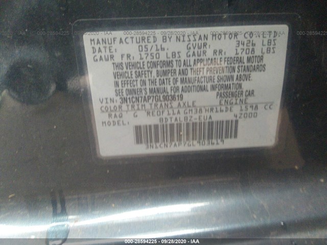 Photo 8 VIN: 3N1CN7AP7GL903619 - NISSAN VERSA 