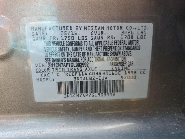 Photo 12 VIN: 3N1CN7AP7GL903992 - NISSAN VERSA S 