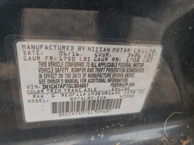 Photo 11 VIN: 3N1CN7AP7GL904687 - NISSAN VERSA S 