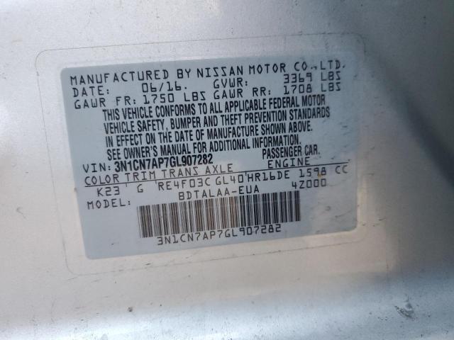 Photo 11 VIN: 3N1CN7AP7GL907282 - NISSAN VERSA S 