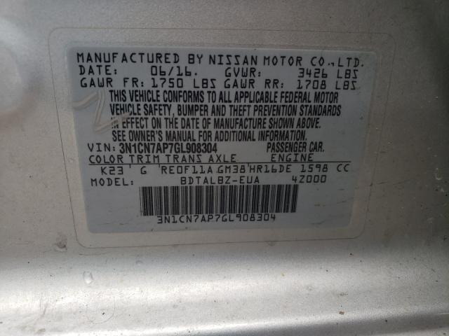 Photo 9 VIN: 3N1CN7AP7GL908304 - NISSAN VERSA S 