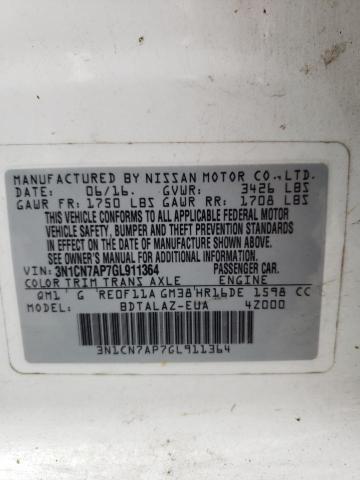 Photo 12 VIN: 3N1CN7AP7GL911364 - NISSAN VERSA S 