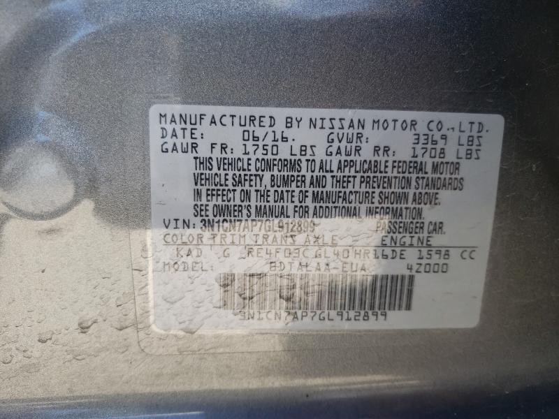 Photo 9 VIN: 3N1CN7AP7GL912899 - NISSAN VERSA S 