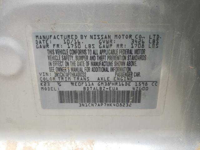 Photo 9 VIN: 3N1CN7AP7HK408232 - NISSAN VERSA S 