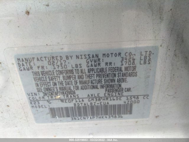 Photo 8 VIN: 3N1CN7AP7HK439836 - NISSAN VERSA SEDAN 