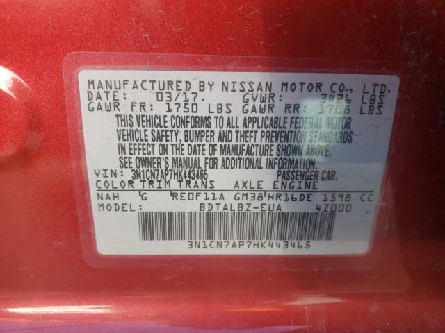 Photo 9 VIN: 3N1CN7AP7HK443465 - NISSAN VERSA S 