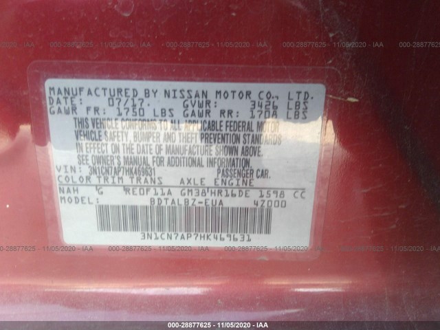 Photo 8 VIN: 3N1CN7AP7HK469631 - NISSAN VERSA 