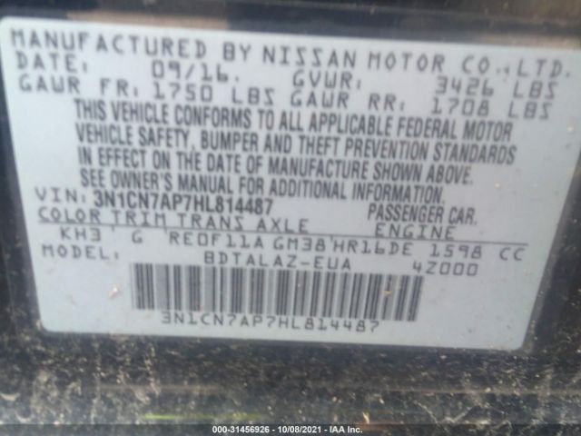 Photo 8 VIN: 3N1CN7AP7HL814487 - NISSAN VERSA SEDAN 