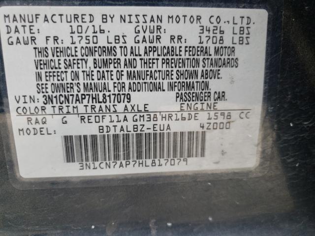 Photo 9 VIN: 3N1CN7AP7HL817079 - NISSAN VERSA S 