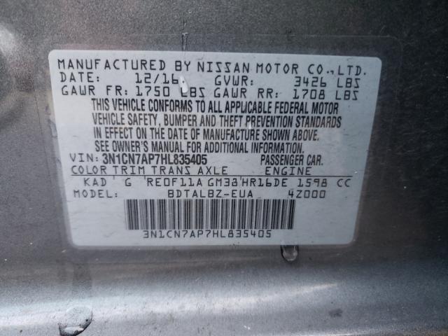 Photo 9 VIN: 3N1CN7AP7HL835405 - NISSAN VERSA S 