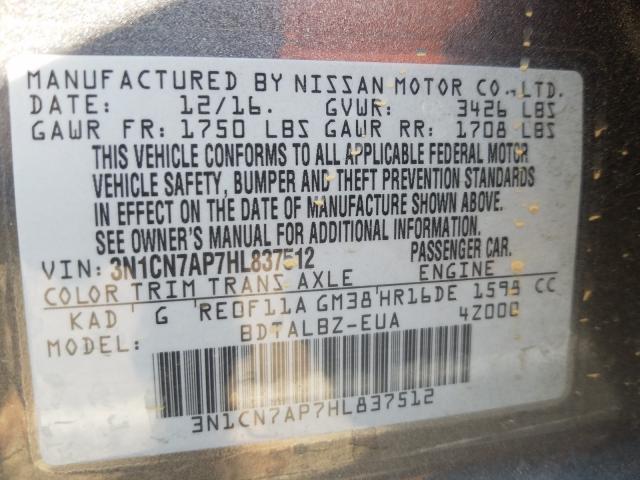 Photo 9 VIN: 3N1CN7AP7HL837512 - NISSAN VERSA S 