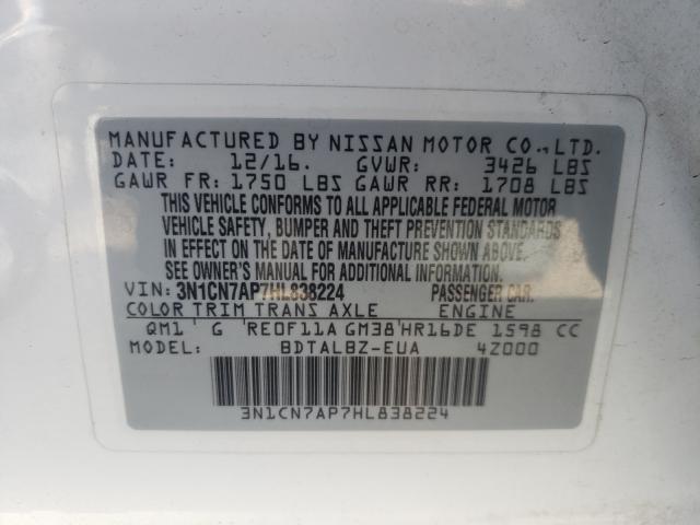 Photo 9 VIN: 3N1CN7AP7HL838224 - NISSAN VERSA S 