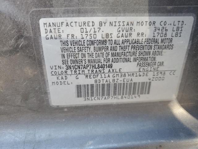 Photo 9 VIN: 3N1CN7AP7HL840149 - NISSAN VERSA S 