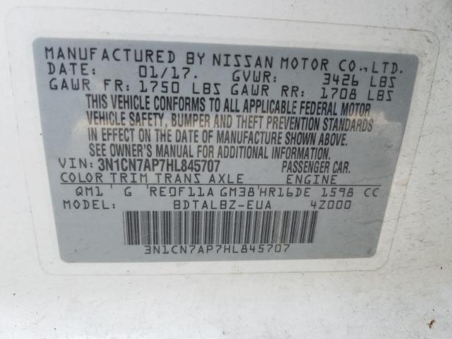 Photo 9 VIN: 3N1CN7AP7HL845707 - NISSAN VERSA S 