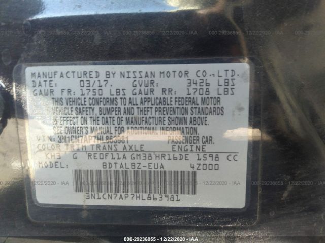 Photo 8 VIN: 3N1CN7AP7HL863981 - NISSAN VERSA SEDAN 