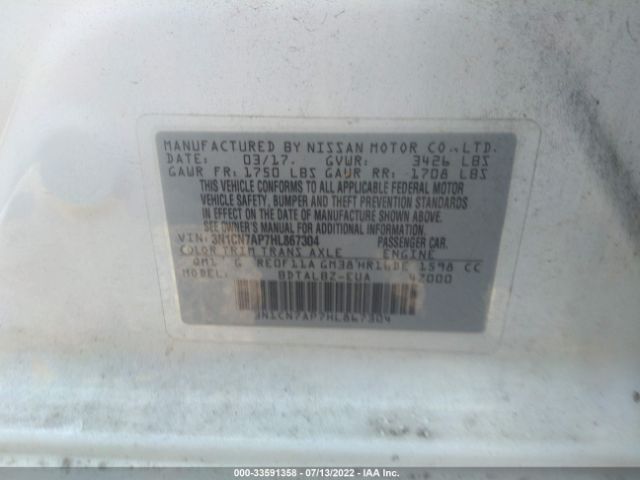 Photo 8 VIN: 3N1CN7AP7HL867304 - NISSAN VERSA SEDAN 