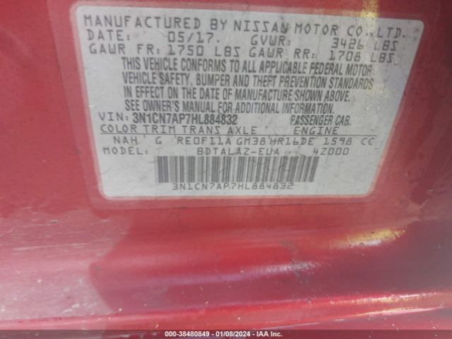 Photo 8 VIN: 3N1CN7AP7HL884832 - NISSAN VERSA 