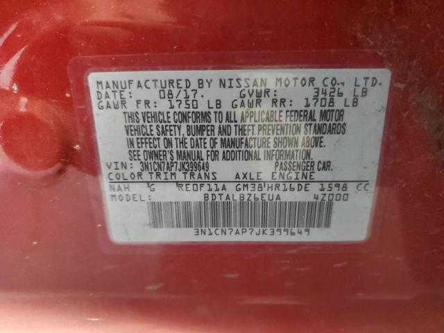 Photo 9 VIN: 3N1CN7AP7JK399649 - NISSAN VERSA S 