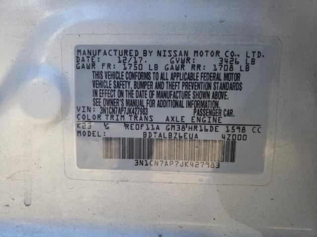 Photo 9 VIN: 3N1CN7AP7JK427983 - NISSAN VERSA S 