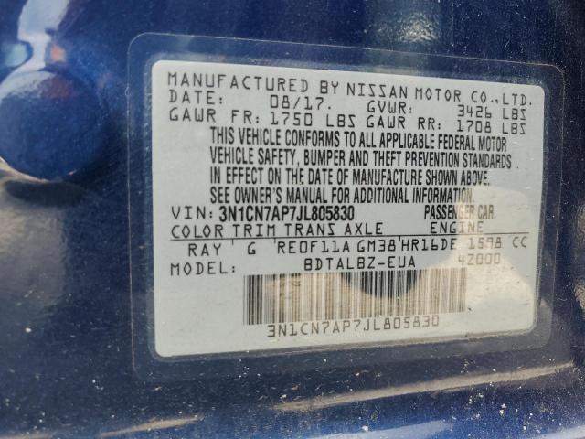 Photo 12 VIN: 3N1CN7AP7JL805830 - NISSAN VERSA 