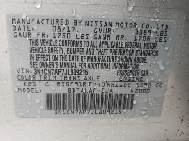 Photo 9 VIN: 3N1CN7AP7JL809215 - NISSAN VERSA S 