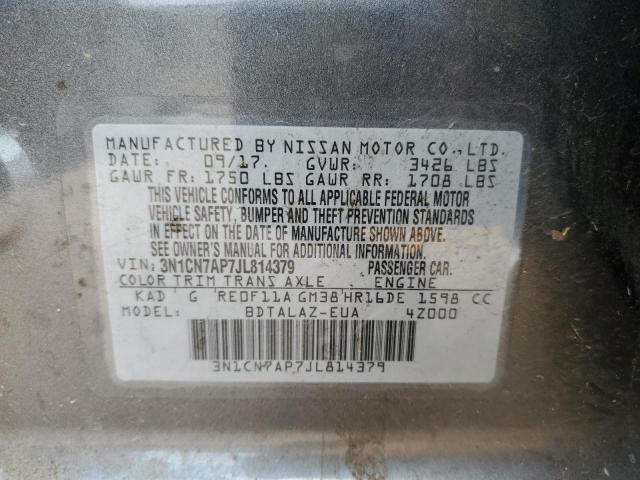 Photo 11 VIN: 3N1CN7AP7JL814379 - NISSAN VERSA S 