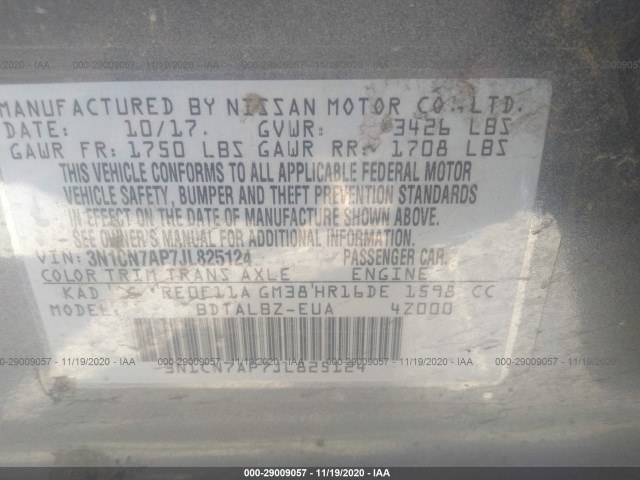 Photo 8 VIN: 3N1CN7AP7JL825124 - NISSAN VERSA SEDAN 