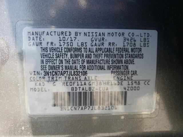 Photo 9 VIN: 3N1CN7AP7JL832106 - NISSAN VERSA S 