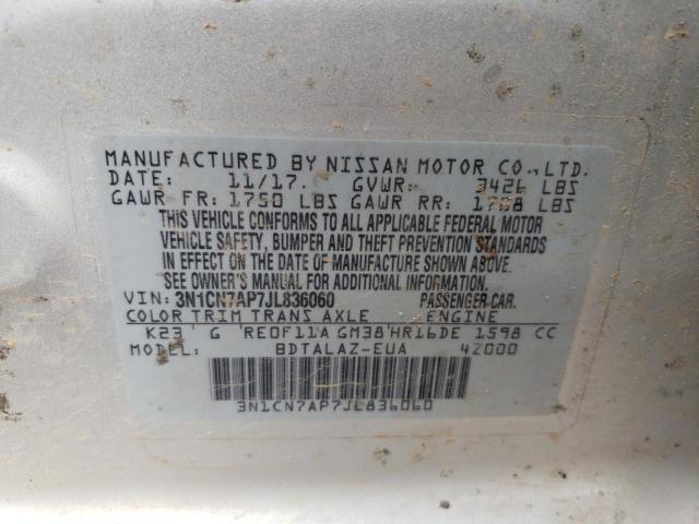 Photo 11 VIN: 3N1CN7AP7JL836060 - NISSAN VERSA S 