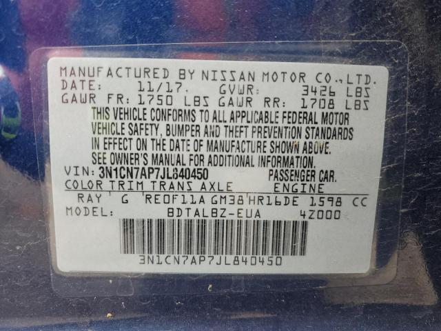 Photo 11 VIN: 3N1CN7AP7JL840450 - NISSAN VERSA S 