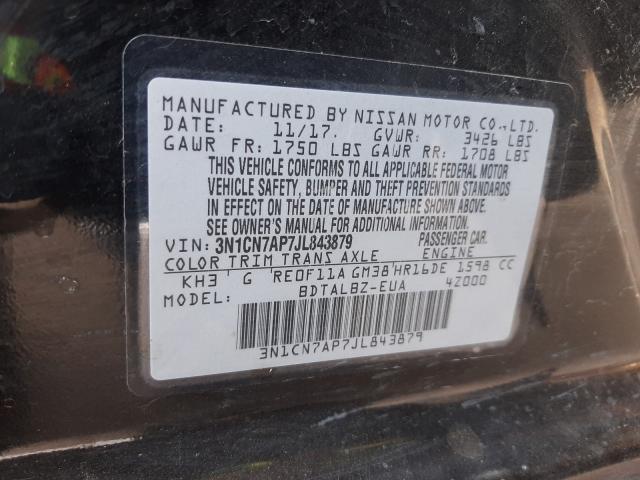 Photo 9 VIN: 3N1CN7AP7JL843879 - NISSAN VERSA S 